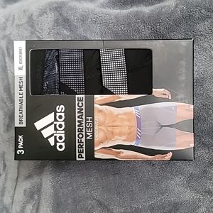 NWT Men's Adidas 3-pack Performance Mesh Boxer Briefs, Black,Size XL (40-42)